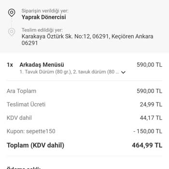 Sipariş İki Saat Bekletilip Bilgilendirme Yapılmadan İptal Edildi