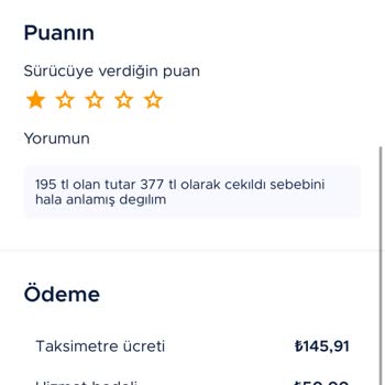 BiTaksi Üzerinden Fazla Ücret Alınması Ve Müşteri Hizmetlerinin İlgisizliği