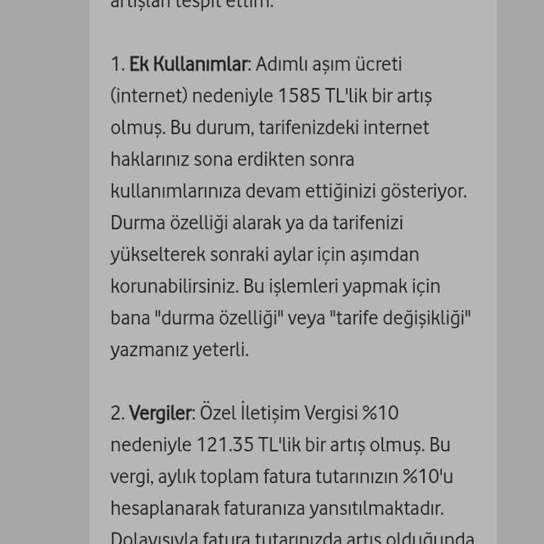 Fatura Bilgilendirmesi Olmadan Yüksek İnternet Aşım Ücreti Mağduriyeti