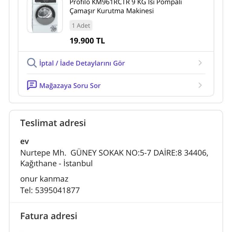 Hasarlı Teslim Edilen Kurutma Makinesi İçin Değişim Talebi
