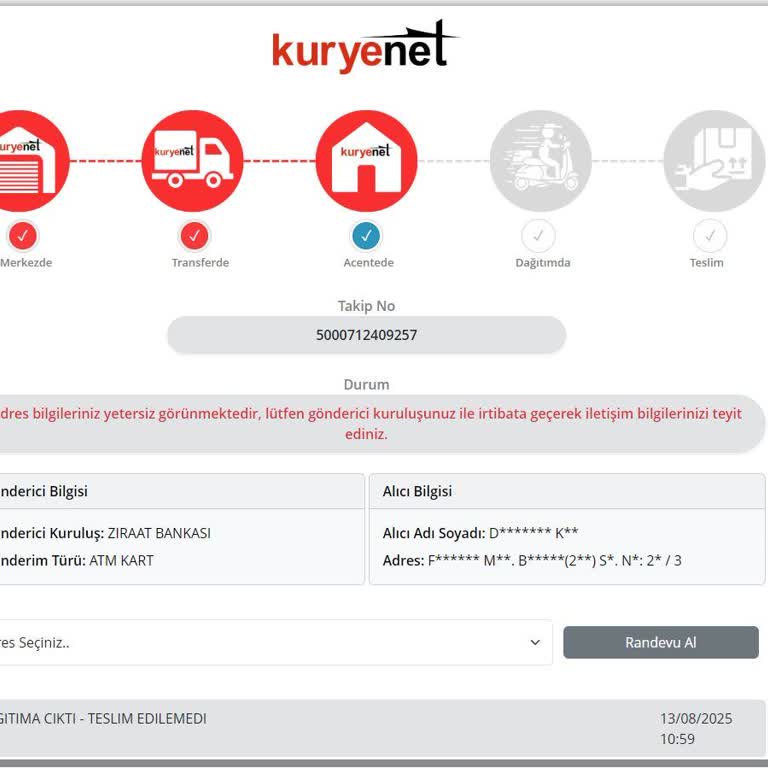 Ziraat Bankası Ve Kuryenet Kart Teslimatında İlgisizlik Ve Mağduriyet
