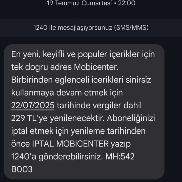 İzinsiz Başlatılan Mobicenter Aboneliği Nedeniyle Haksız Ücret Kesintisi