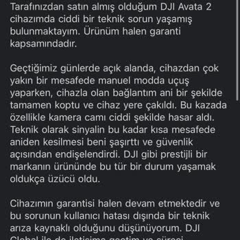 Garanti Kapsamındaki DJI Avata 2 İçin Sinyal Kesilmesi Sonrası Ücretli Onarım Dayatması
