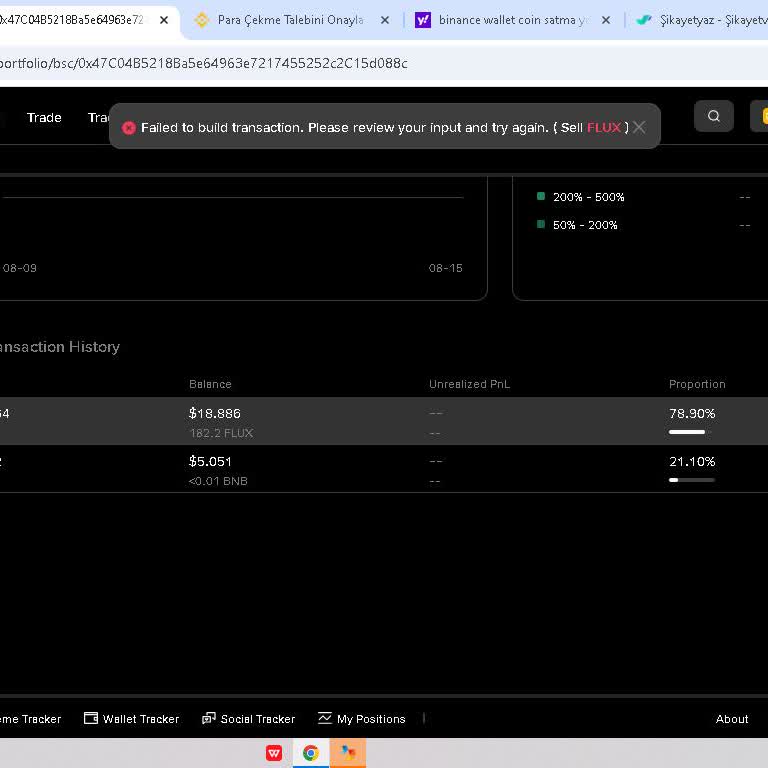 I Cannot Sell Flux Token on Binance Wallet Due to Constant Error Messages