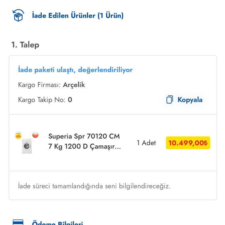 İade Edilen Çamaşır Makinesi İçin Ücret İadesi Yapılmıyor
