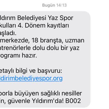 Yıldırım Belediyesinden İstem Dışı Ve Sürekli SMS Rahatsızlığı