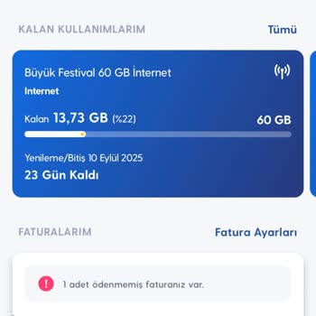 Taahhütlü Hatta Yüksek Fatura Ve Hızlı Tükenen İnternet Sorunu İçin Çözüm Bekliyorum