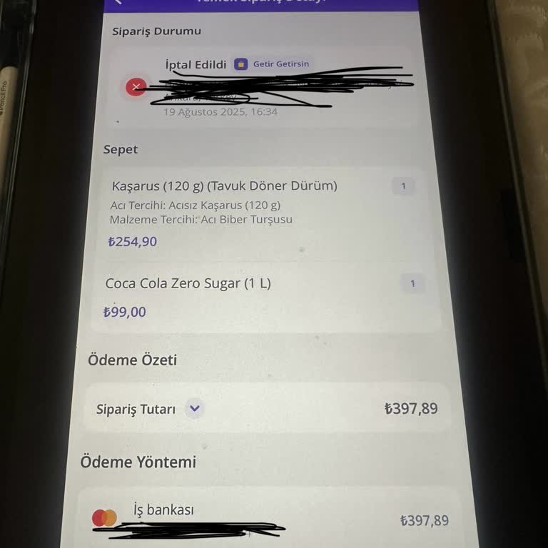 Getir Siparişim Teslim Edilmeden İade Edildi, Paramı Alamıyorum