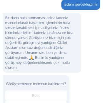 Bilet İptali Sonrası Para İadem Yapılmadı, Mağduriyet Yaşıyorum