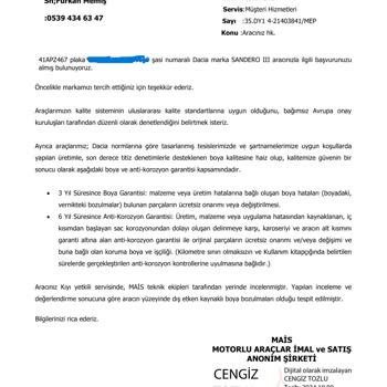 Dacia Sandero'da Garanti Kapsamında Boya Atması Sorunu Ve Mağduriyet