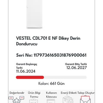 Vestel Derin Dondurucu Sürekli Arızalanıyor, Maddi Zarara Uğradım