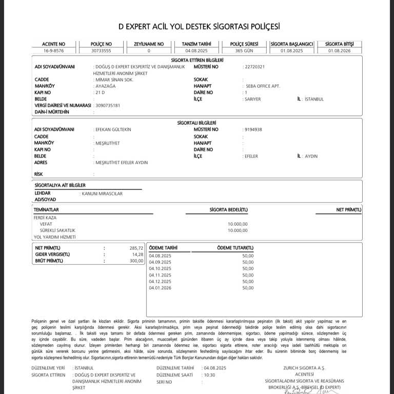 Onayım Olmadan Düzenlenen Sigorta Poliçesi Nedeniyle Mağduriyet Yaşıyorum