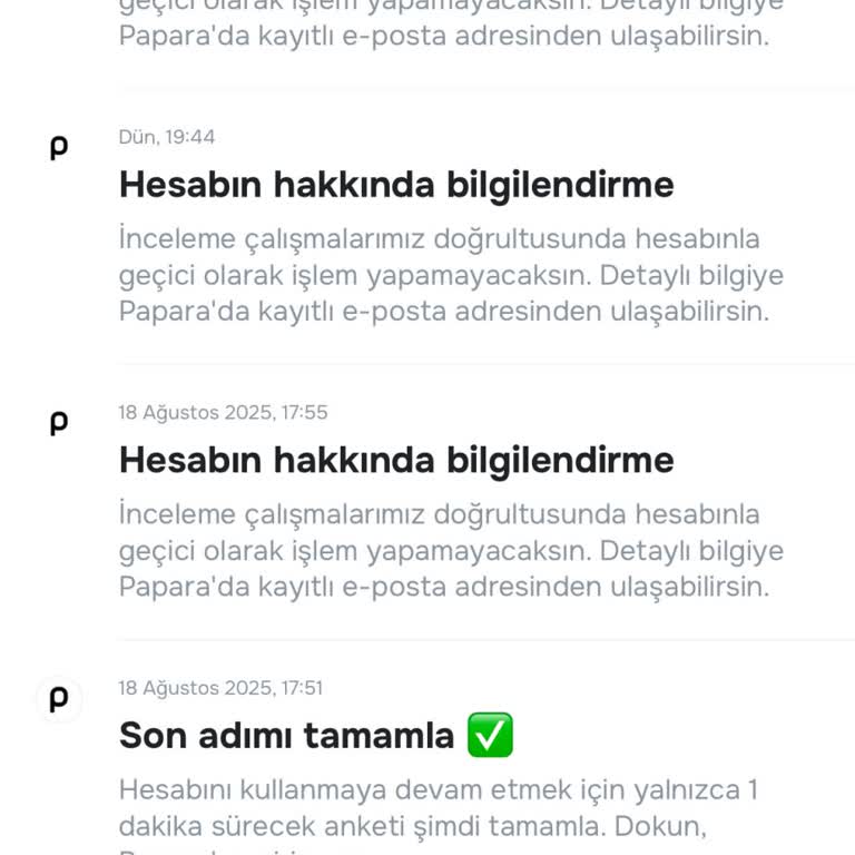 Papara Hesabım İnceleme Sonrası Kapalı Kaldı Paramı Kullanamıyorum