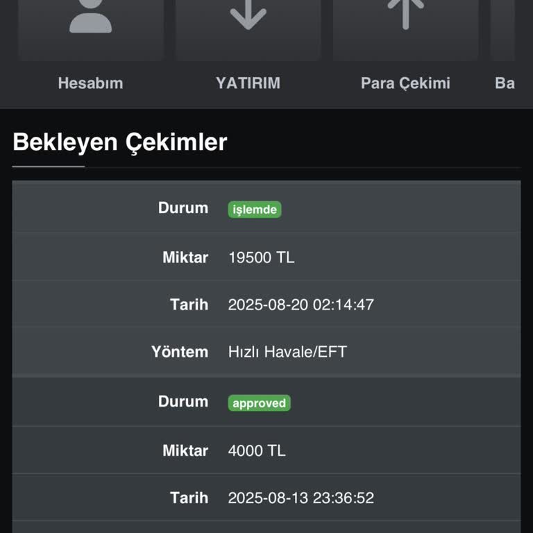 Betturkey Gece Yapılan 19.500 TL'lik Çekim Talebim Saatlerdir İşlenmiyor Ve Ödeme Yapılmadı