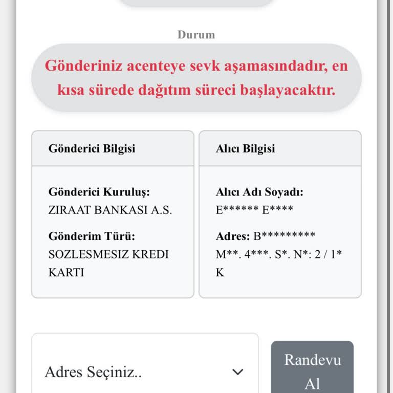 Kredi Kartım Teslim Edilmiyor, Bilgilendirme Ve İletişim Sorunu Yaşıyorum