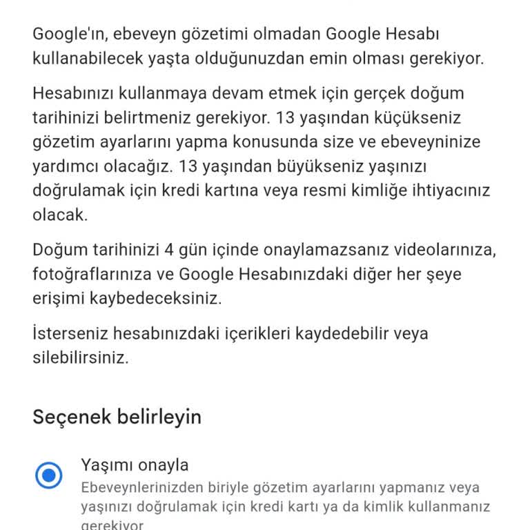 Google Çocuk Hesabı Kapanma Uyarısı Ve Kimlik Bilgisi Zorunluluğu Mağduriyeti