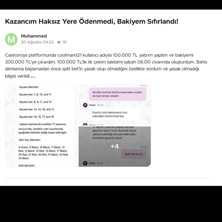 Oyuncu Haklarının İhlali Ve Haksız Kazanç Silinmesine Karşı Acil Müdahale Talebi