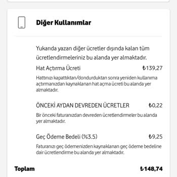 Vodafone Faturalarıma Açıklamasız Hat Açma Bedeli Yansıtılıyor