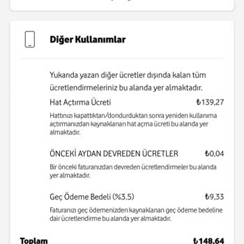 Vodafone Faturalarıma Açıklamasız Hat Açma Bedeli Yansıtılıyor
