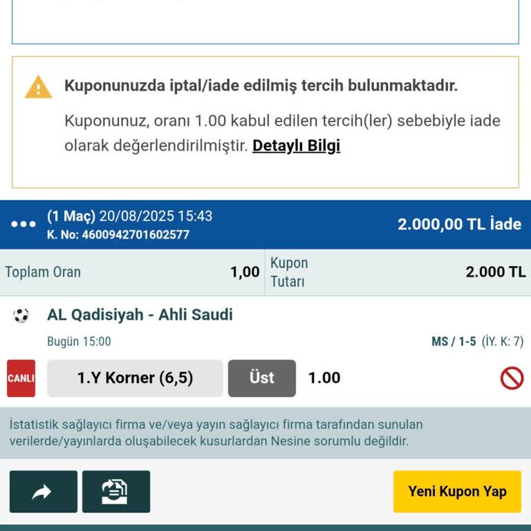 Kazanan Kuponum Gerekçesiz İade Edildi, Ödeme Yapılmıyor!