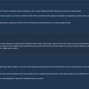 Fiber Altyapı Talebimizin Uzun Süredir Karşılanmaması Ve Yanıltıcı Bilgilendirme