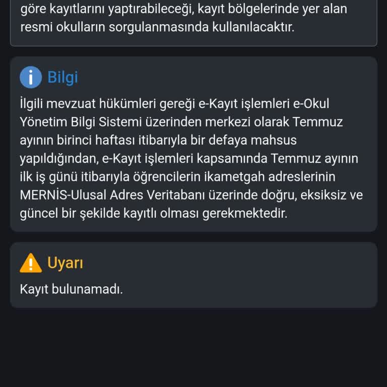 E-okul Sistem Hatası Nedeniyle Kızımın Okul Kaydına Ulaşamıyorum, Acil Çözüm Bekliyorum