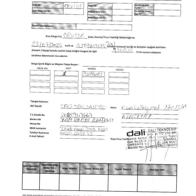 10 Bin TL Değerindeki Kargom Kayboldu Aras Kargo Tazmin Süreci İşlemiyor