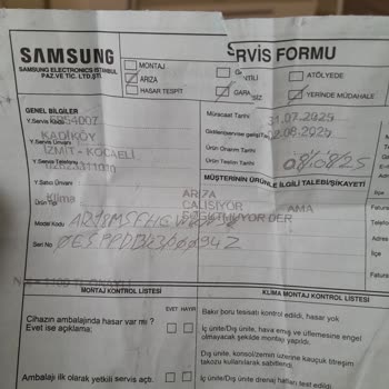 Samsung Klima Servisinden Aldığım Hizmet Sonrası Sorunum Çözülmedi