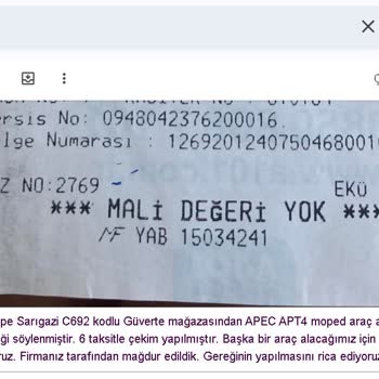 Aldığım Elektrikli Mopedin Parası İade Edilmedi Ve Müşteri Hizmetleri Çözüm Sunmuyor