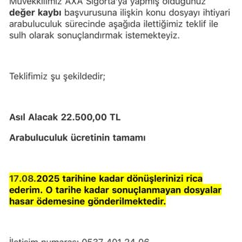 Trafik Sigortası Değer Kaybı Ödemesinde 5.150 TL Eksik Yatırıldı