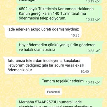 Eksik Ücret İadesi Ve Haksız Kargo Kesintisi Mağduriyeti
