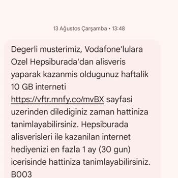Kazanılan 10 GB Hediye İnternet Hattıma Tanımlanmadı
