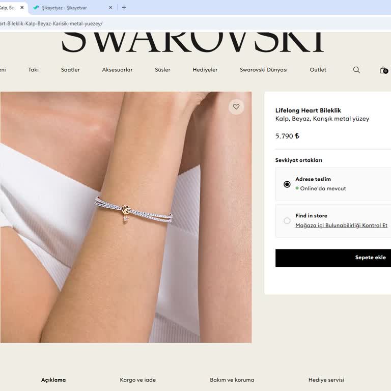 Swarovski Bileklik Taşının Kısa Sürede Düşmesi Ve Yetersiz Müşteri Hizmeti