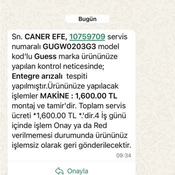 Garanti Kapsamındaki Saatime Yüksek Onarım Ücreti Ve Müşteri Hizmetleri Sorunu