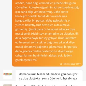 Kargom Bir Aydır Satıcıya Ulaşmadı Ve İade İşlemim Tamamlanmıyor