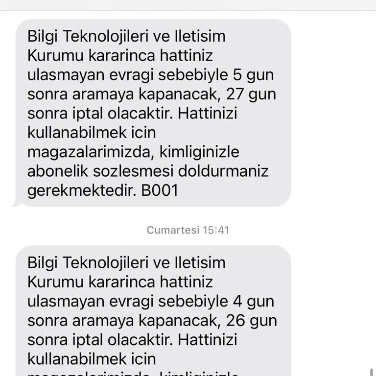 Tekrarlayan Evrak Eksikliği Nedeniyle Hattım Sürekli Kapanıyor