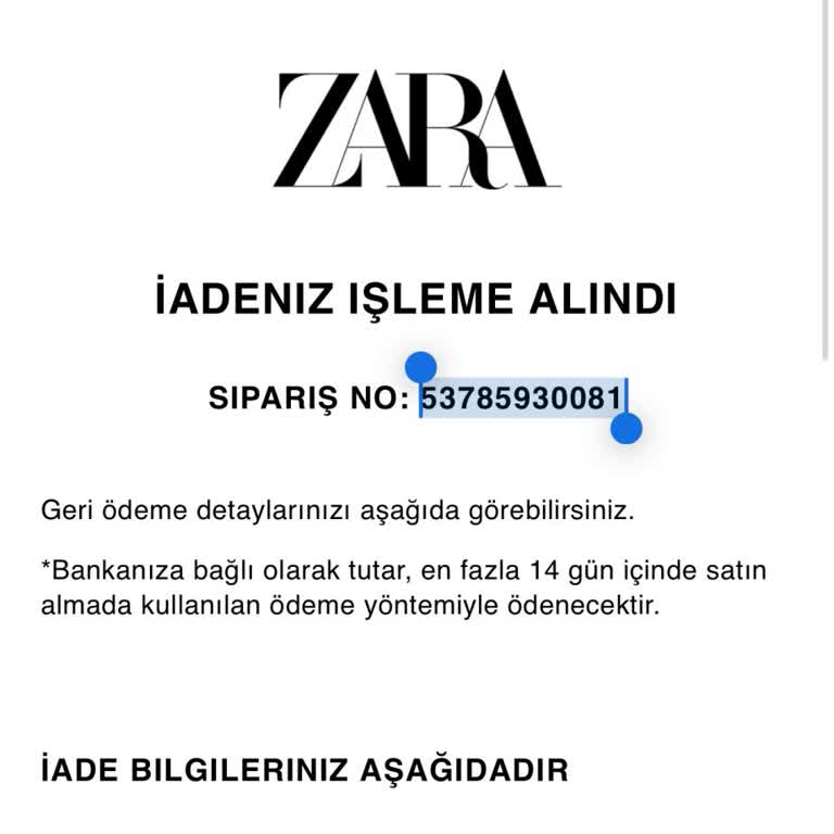 Zara'dan Yapılan İade 16 Gündür Hesabıma Yatırılmadı