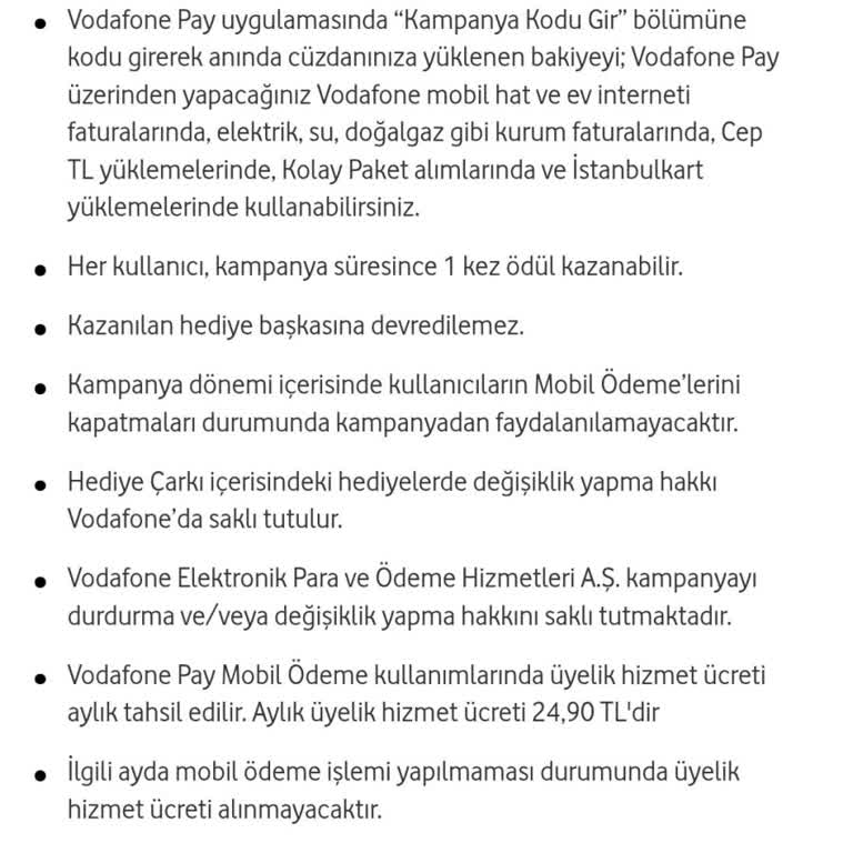Kazandığım Vodafone Pay Bakiyesi Hala Hesabıma Yatmadı!