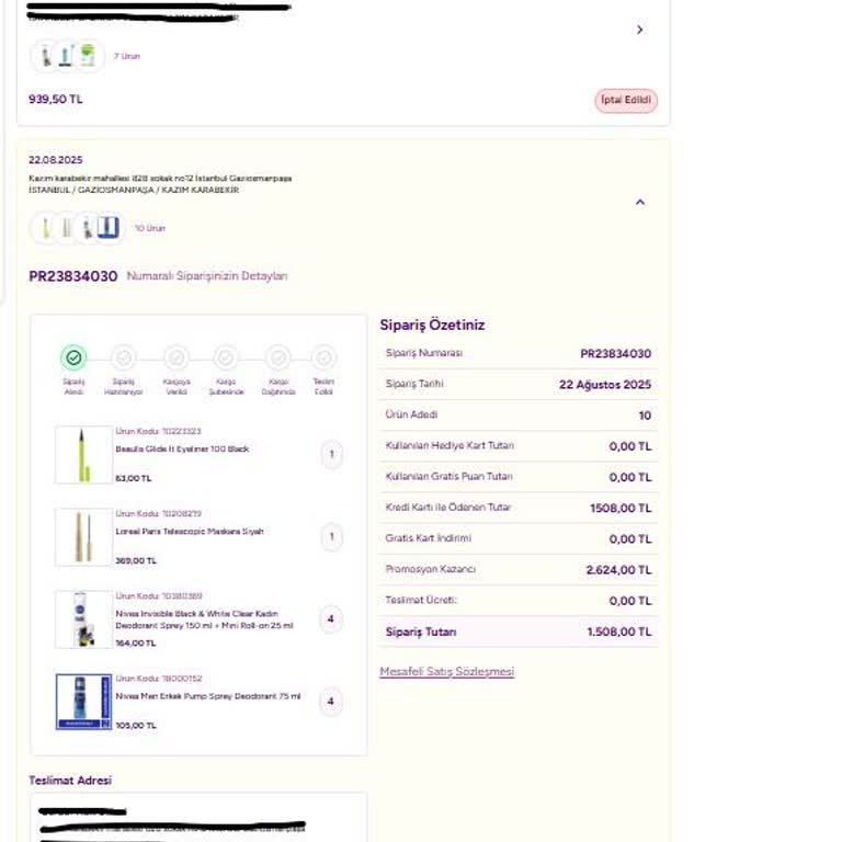 Sipariş İptali Sorunu Ve Ücret İadesi Talebim Karşılanmadı