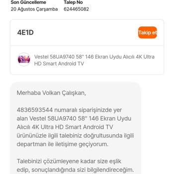 Kırık Televizyonun İadesi 45 Gündür Yapılmadı Mağduriyetim Artıyor