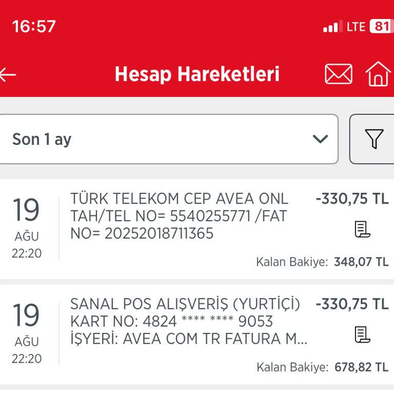 Mobil Faturam İki Kez Çekildi, Fazladan Ödeme İadesi Bekliyorum