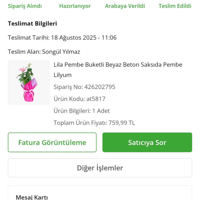 Teslim Edilen Lilyumlar Solmuş Ve Ertesi Gün Tamamen Kurudu, Para İadesi İstiyorum