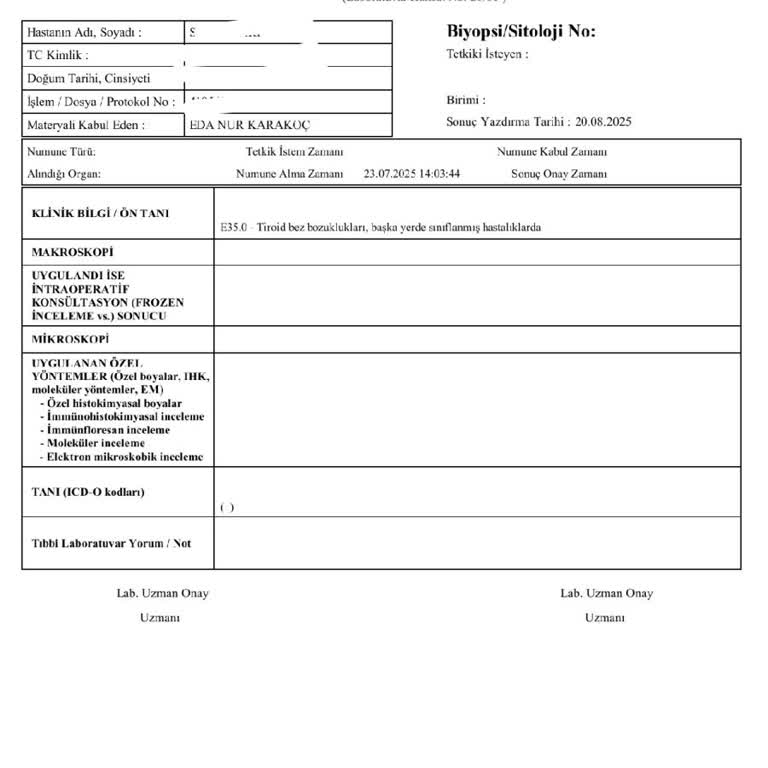 Patoloji Sonucuma Ulaşamıyorum, Bilgilendirme Ve Çözüm Bekliyorum
