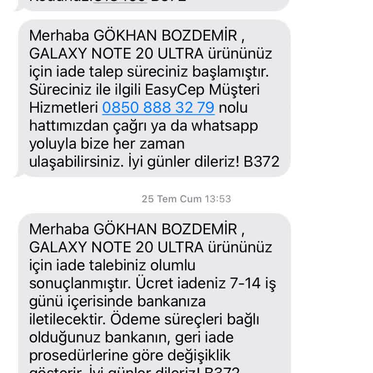 İade Edilen Cihazın Kredi Ve Ücret İadesi Yapılmıyor, Mağduriyetim Sürüyor