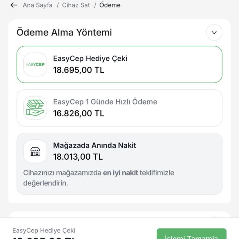 EasyCep'in Sitede Belirttiği Nakit Fiyatı Mağazada Vermemesi Ve Müşteri Yanıltılması