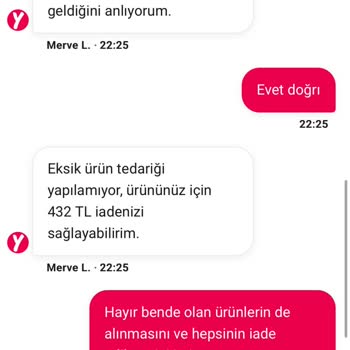 Eksik Teslim Edilen Siparişin Tamamı İçin Ücret İadesi Talebim Karşılanmadı