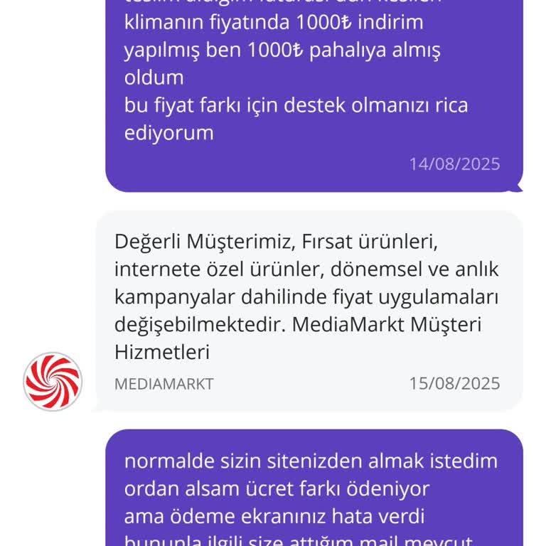 Media Markt’tan N11 Üzerinden Alınan Klimada Fiyat Farkı İadesi Yapılmıyor, Mağdur Oldum