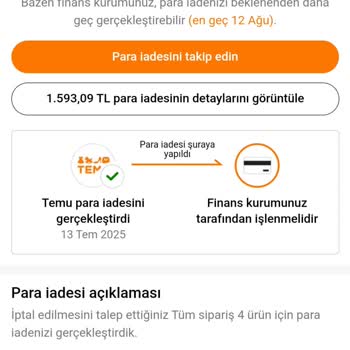 Sipariş İptaline Rağmen Para İadesi Yapılmadı, Müşteri Hizmetleri Yetersiz