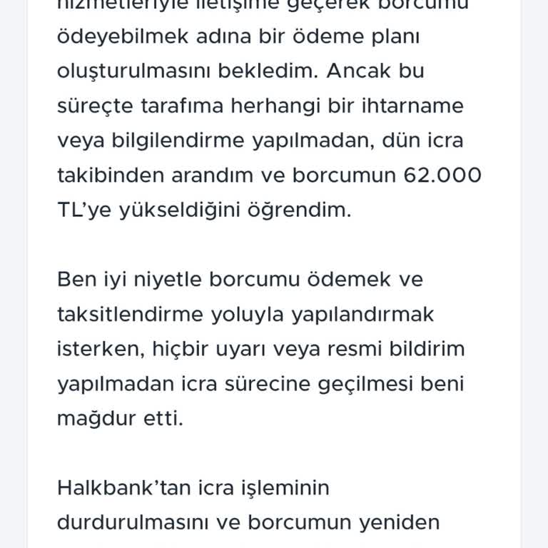 Halkbank Bilgilendirme Yapmadan İcra Başlattı Borcum Arttı