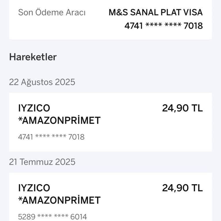 Haberim Olmadan Amazon Prime Üyeliği Üzerinden Kredi Kartımdan Ücret Tahsil Edildi